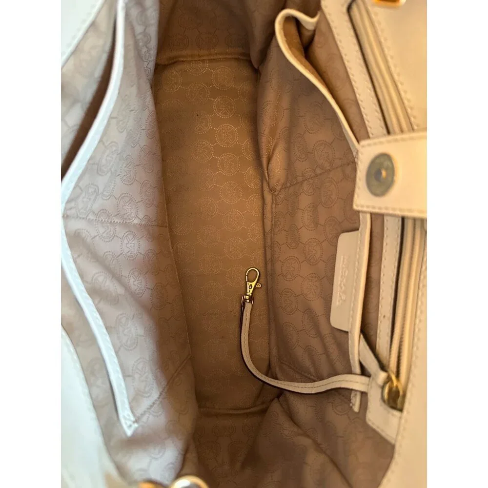 Michael Kors Sutton Large Two-Tone Leather Tote Bag Gold Accents Crossbody Strap